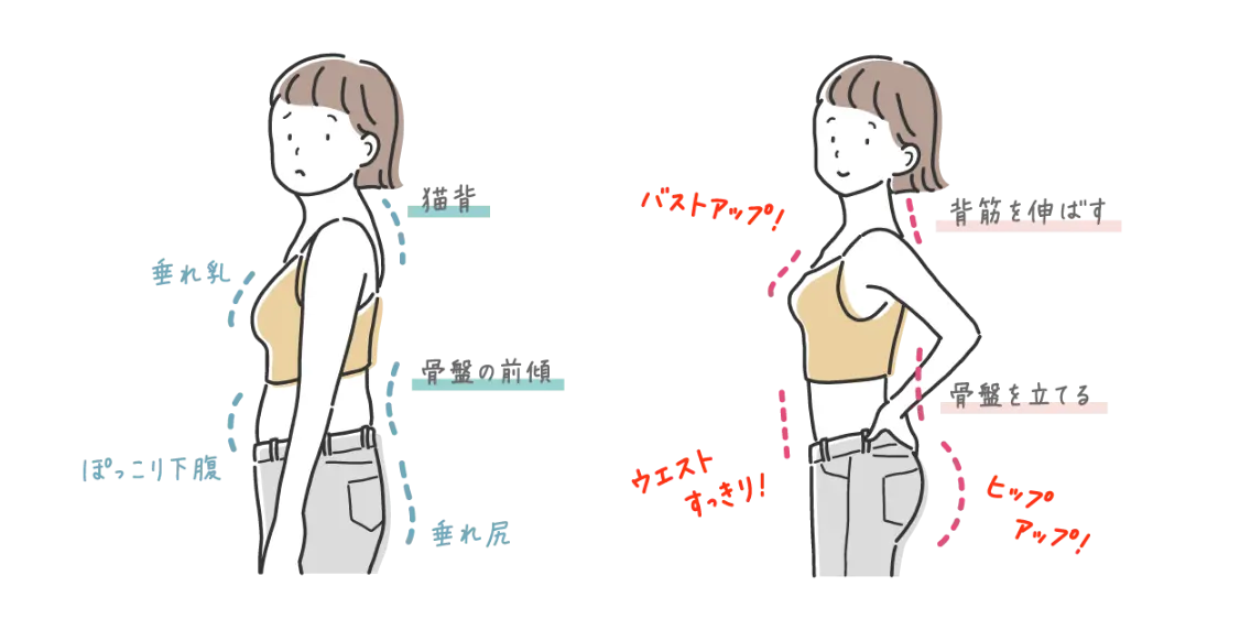 姿勢、骨盤の位置が整う前後